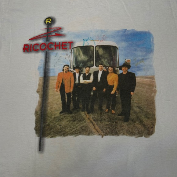 Vintage Ricochet Band Shirt Mens L Autographed Signed Tour Adult 90s - Picture 1 of 10